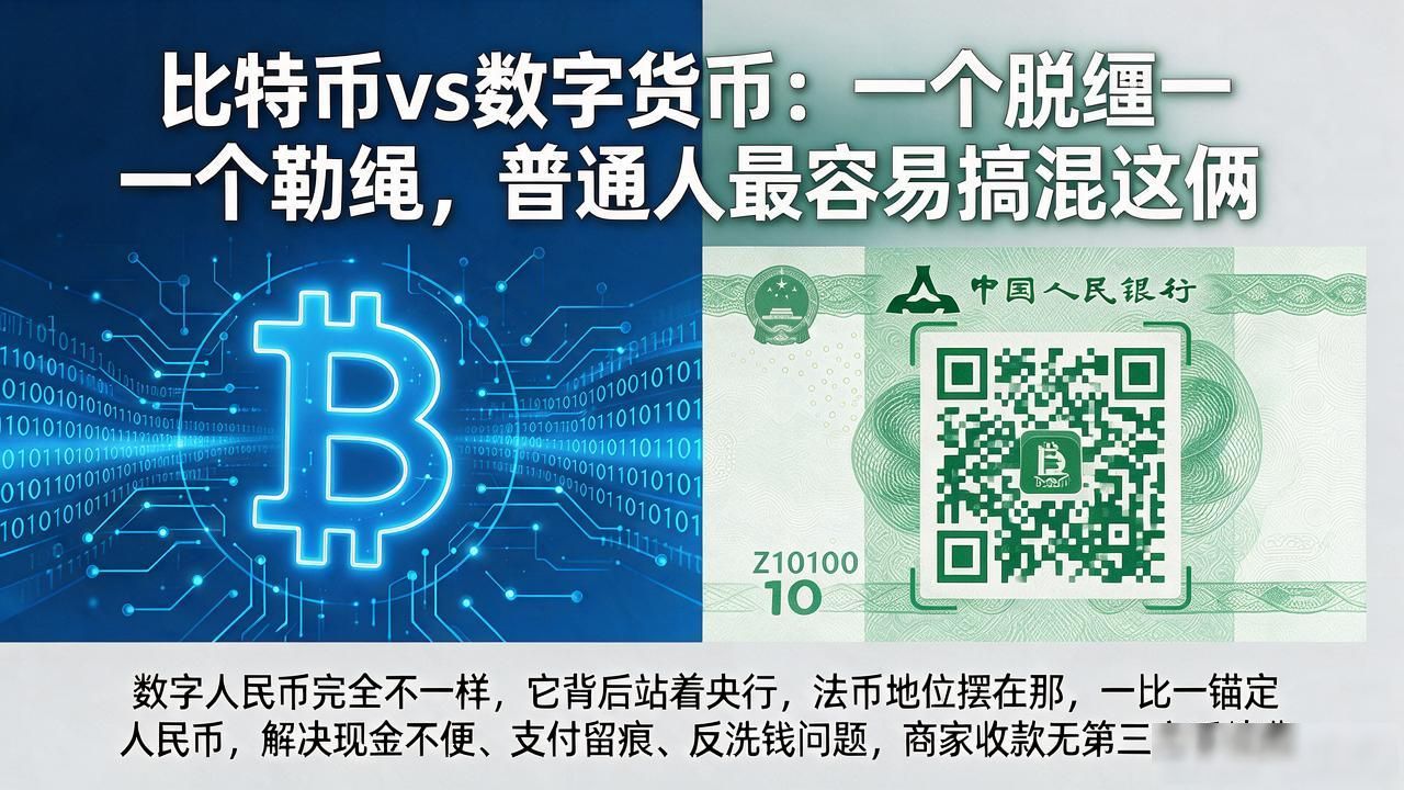 比特币vs数字货币：一个脱缰一个勒绳，普通人最容易搞混这俩
